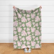 blush monstera on green 