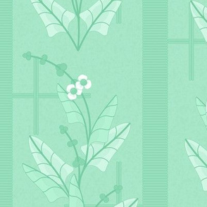 Marsha Floral Stripe: Mint + White  1940s Botanical Design
