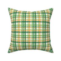 (small scale) Irish Plaid - Watercolor with orange - St Patricks Day C20BS
