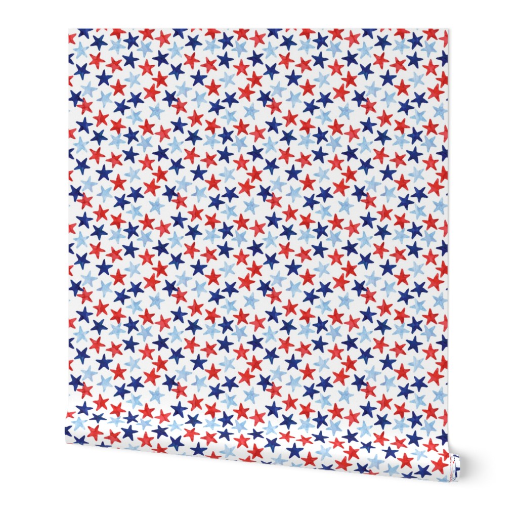 stars - multi watercolor - red white and blue - LAD20