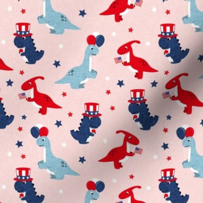 Patriotic Dinos - Stars and Stripes - pink- LAD20