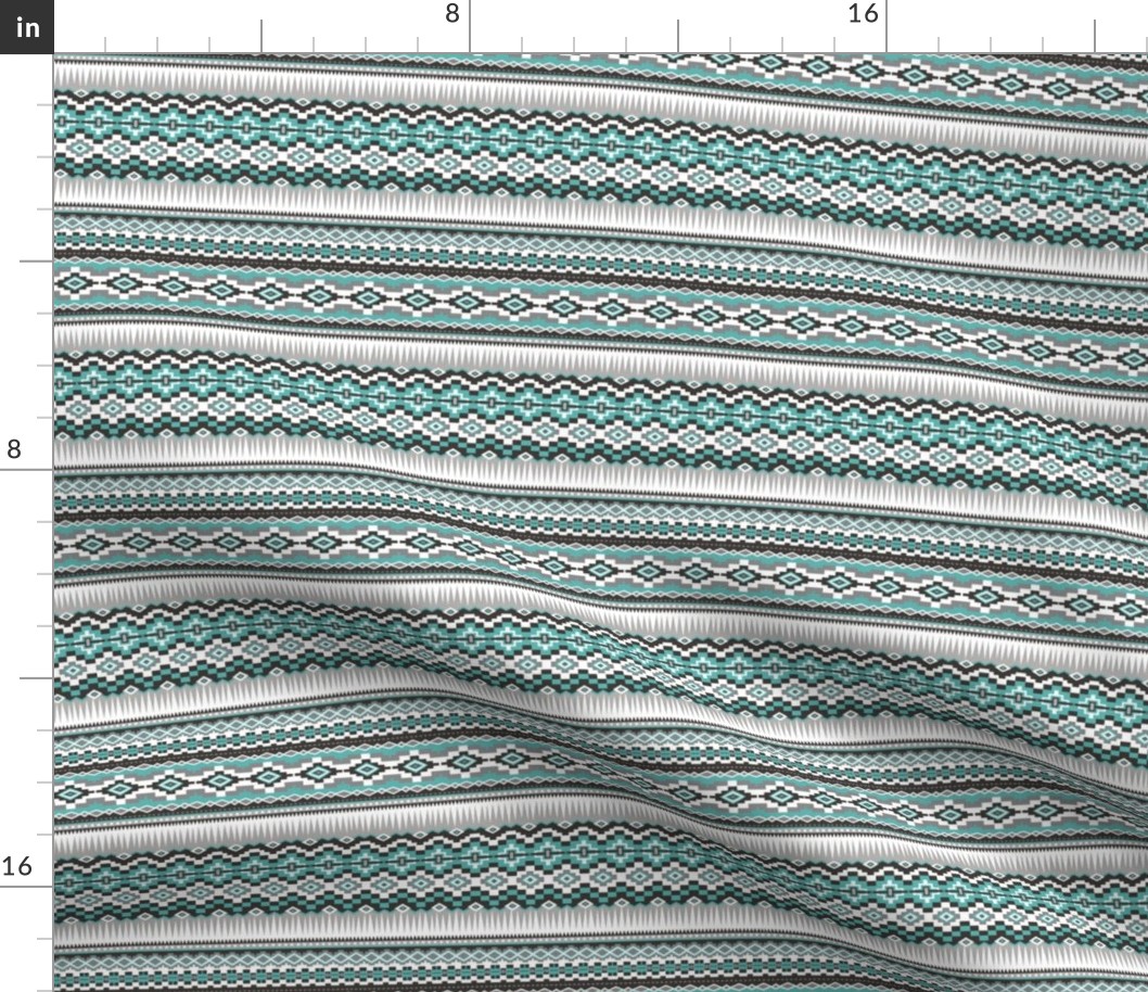 Aztec Rows in Green Tiny Small 25% Smaller 