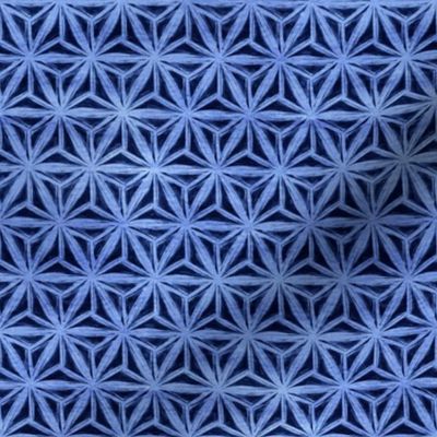 Indigo Blue Textured Geometric Triangle Hexagon Pattern