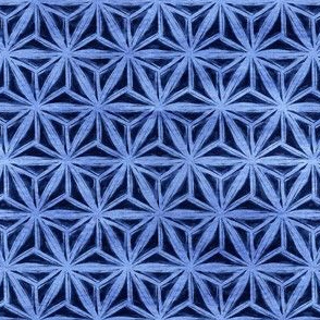 Indigo Blue Textured Geometric Triangle Hexagon Pattern