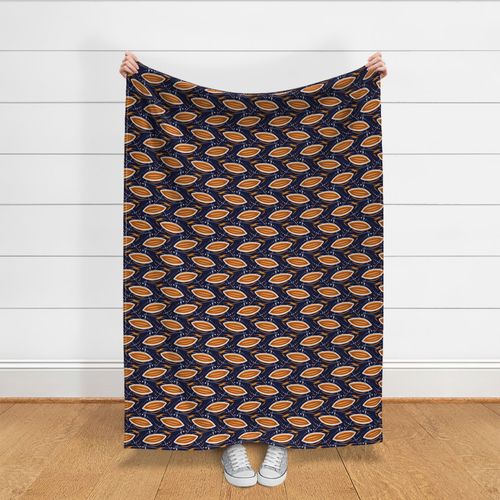 Cocoa pods-orange navy Fabric | Spoonflower