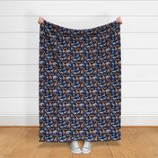 Small scale // Origami safari animalier // oxford navy blue background orange giraffes