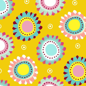 flower circle dots ditsy yellow