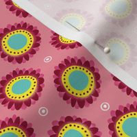 flower circle dots ditsy pink