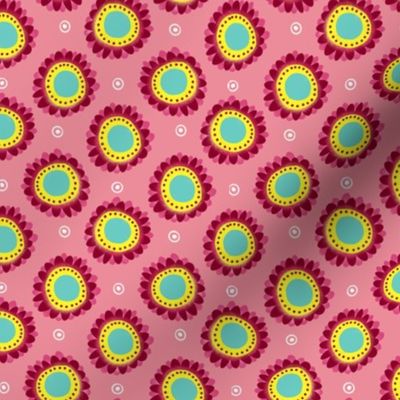 flower circle dots ditsy pink