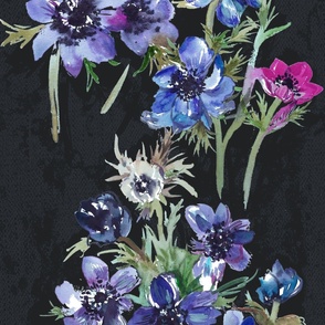 watercolor anemones dark