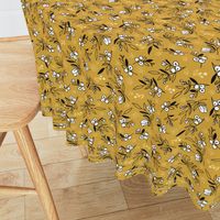 Mustard Woodland Berry Quilt Fabric