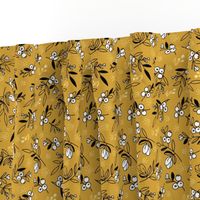 Mustard Woodland Berry Quilt Fabric