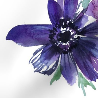 watercolor anemones original painting