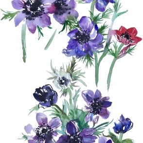 watercolor anemones original painting