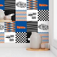 Dirt Track #5//Orange&Blue - Wholecloth Cheater Quilt