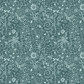 Floral Doodle - Mint on Pine