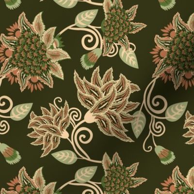 Art nouveau floral | forrest green
