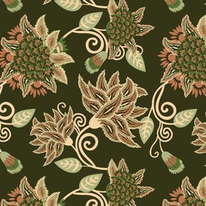 Art nouveau floral | forrest green