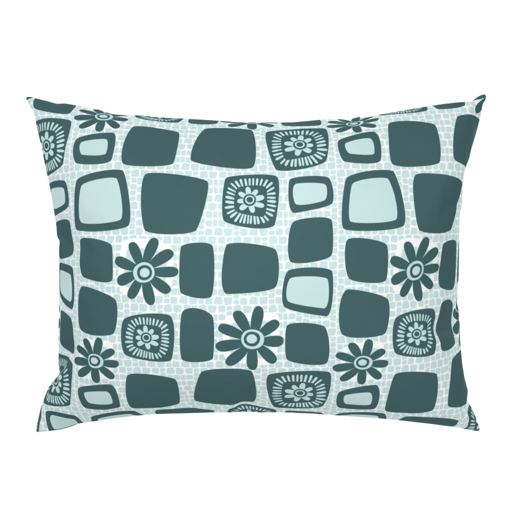 Scandi daisy blocks - mint and pine