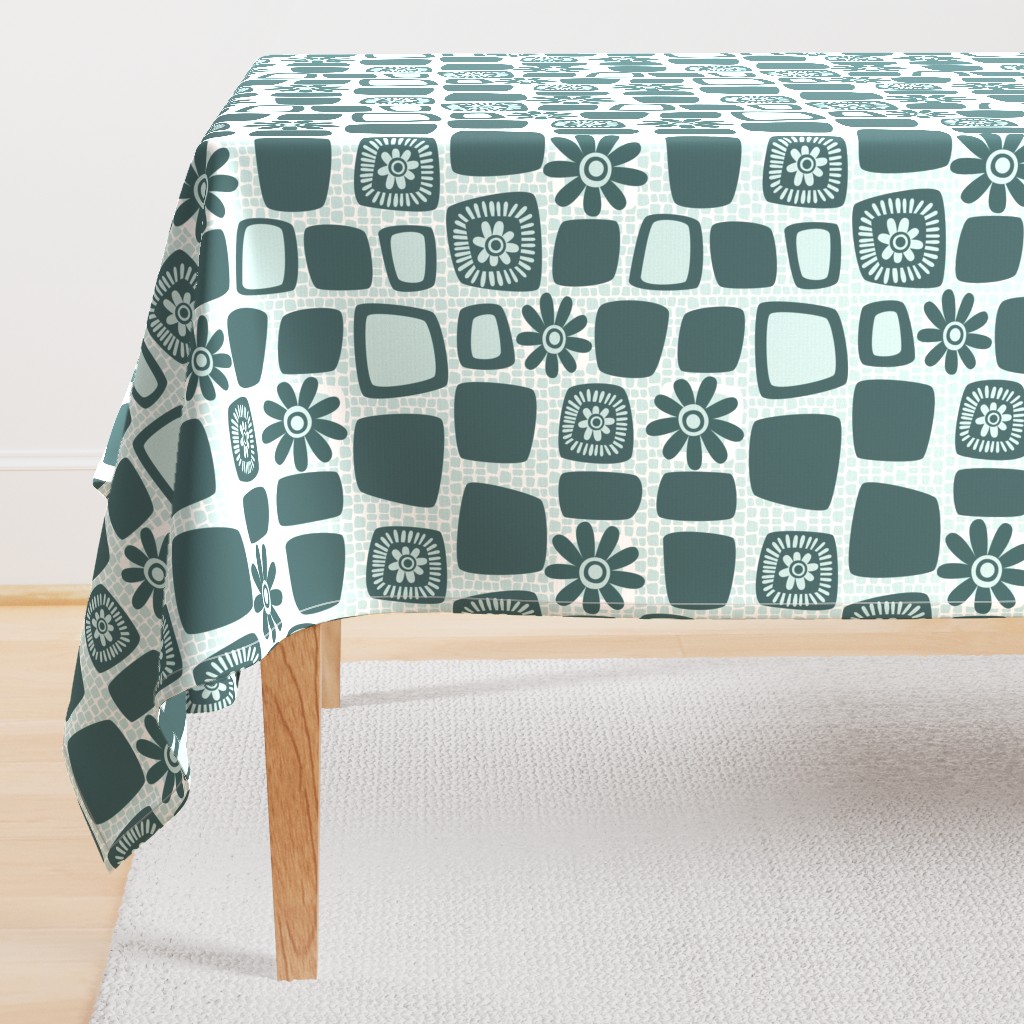 Scandi daisy blocks - mint and pine