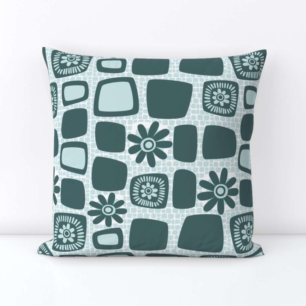 Scandi daisy blocks - mint and pine