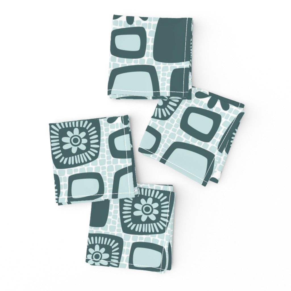 Scandi daisy blocks - mint and pine