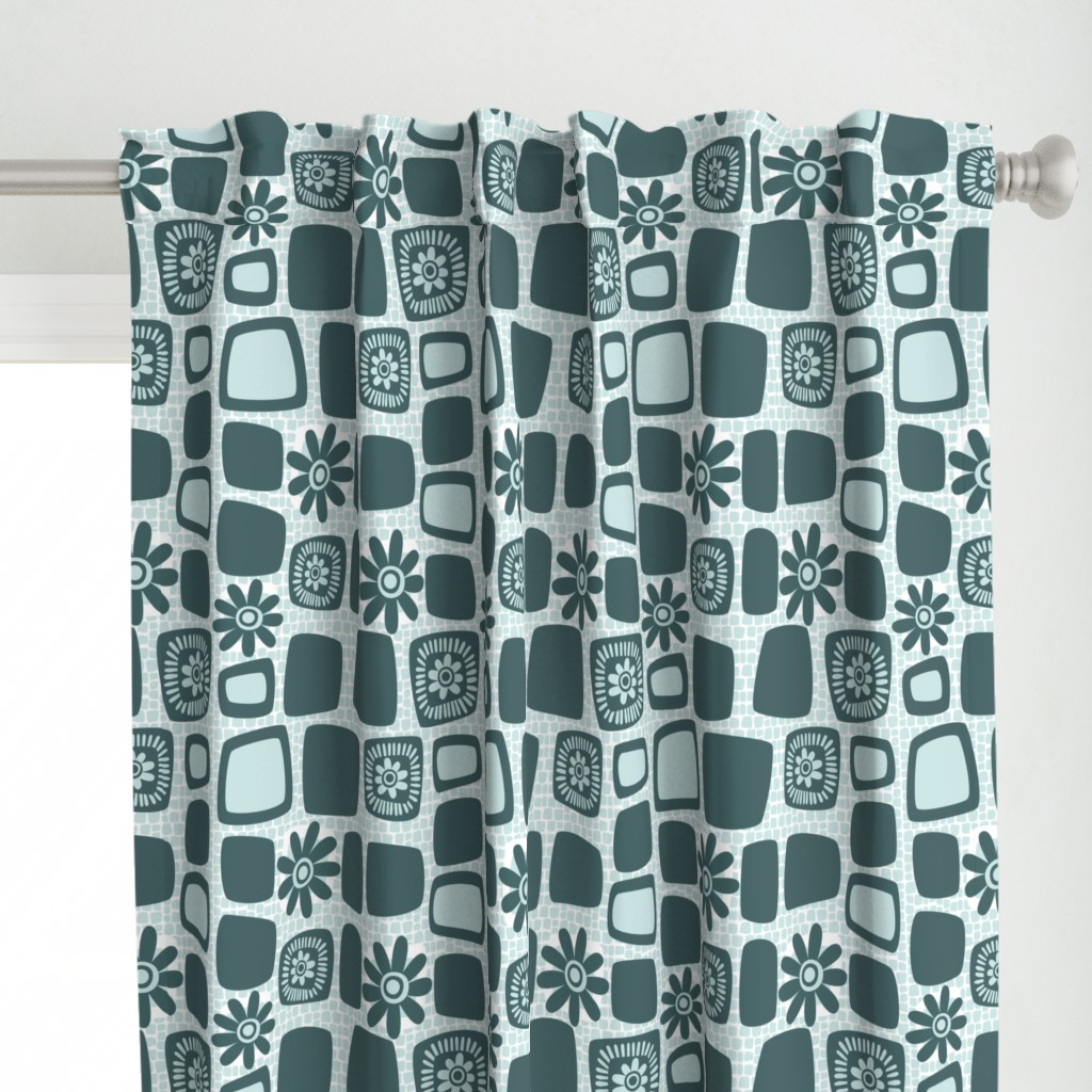 Scandi daisy blocks - mint and pine