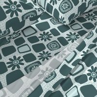 Scandi daisy blocks - mint and pine