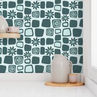 Scandi daisy blocks - mint and pine