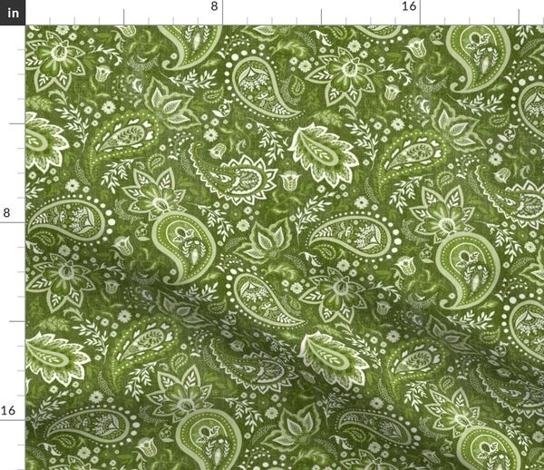 Moss Green Soma Paisley - Textured - Spoonflower