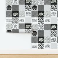 MomLife//Coffee//Greys - Wholecloth Cheater Quilt