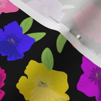 Pretty Petunias - festive spring colours! - black, medium