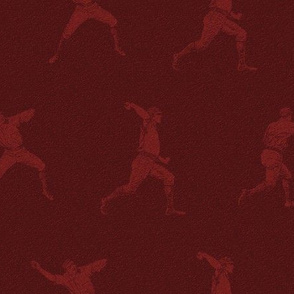 Baseball Players on Vintage Red (Large Size Print)
