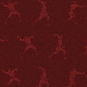 Baseball Players on Vintage Red (Small Size Print)