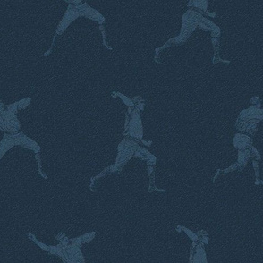 Baseball Players in Two Tone Blue (Large Size Print)