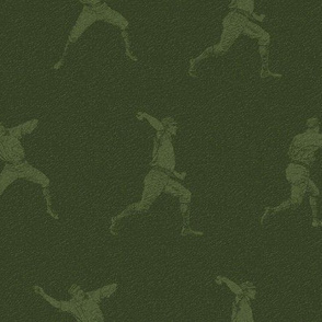 Baseball Players in Two Tone Green (Large Size Print)