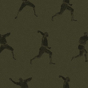 Baseball Players in Black on Forest Green (Large Scale)