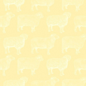 Classic White Sheep on Soft Yellow (Large Print Size)