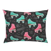 Retro Roller Rink 70s chalk pink teal black Wallpaper