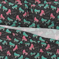 Retro Roller Rink 70s chalk pink teal black Wallpaper