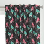 Retro Roller Rink 70s chalk pink teal black Wallpaper