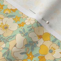 Floral Illustrated 70s Vintage-minty