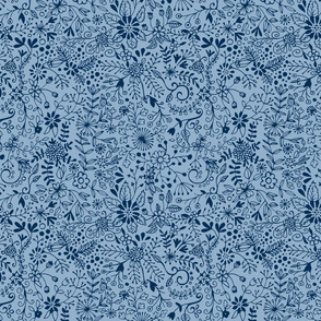 Floral Doodle - Classic Blue Light