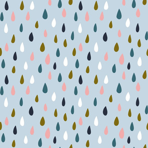Raindrops on light blue background