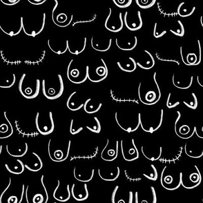 boob fabric - masectomy black and white boob design, feminine, feminist, lady, black and white fabric