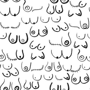 boob fabric - masectomy black and white boob design, feminine, feminist, lady, black and white fabric