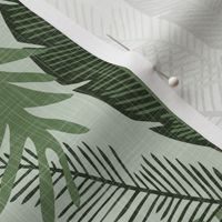 Tropical Foliage - Aqua - Medium - Linen Texture