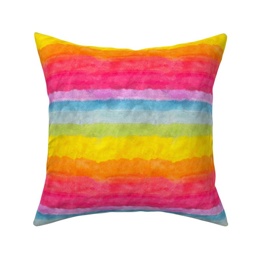 Neon Rainbow Watercolor Stripe Fabric | Spoonflower