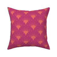 Art Deco Fans in Orange and Hot Pink - Small