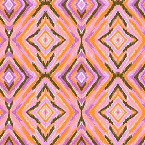 summer Ikat diamond in pink, orange and purple